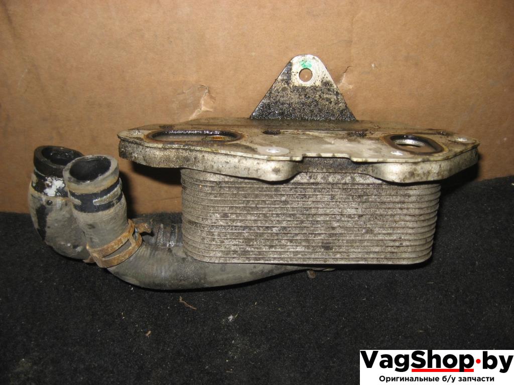 радиатор масляный Audi A6 4F/C6 2007, 2.8 л., FSI, BDX, бензин, АКПП, черный, универсал, передний привод, 06E117021G - фото №1