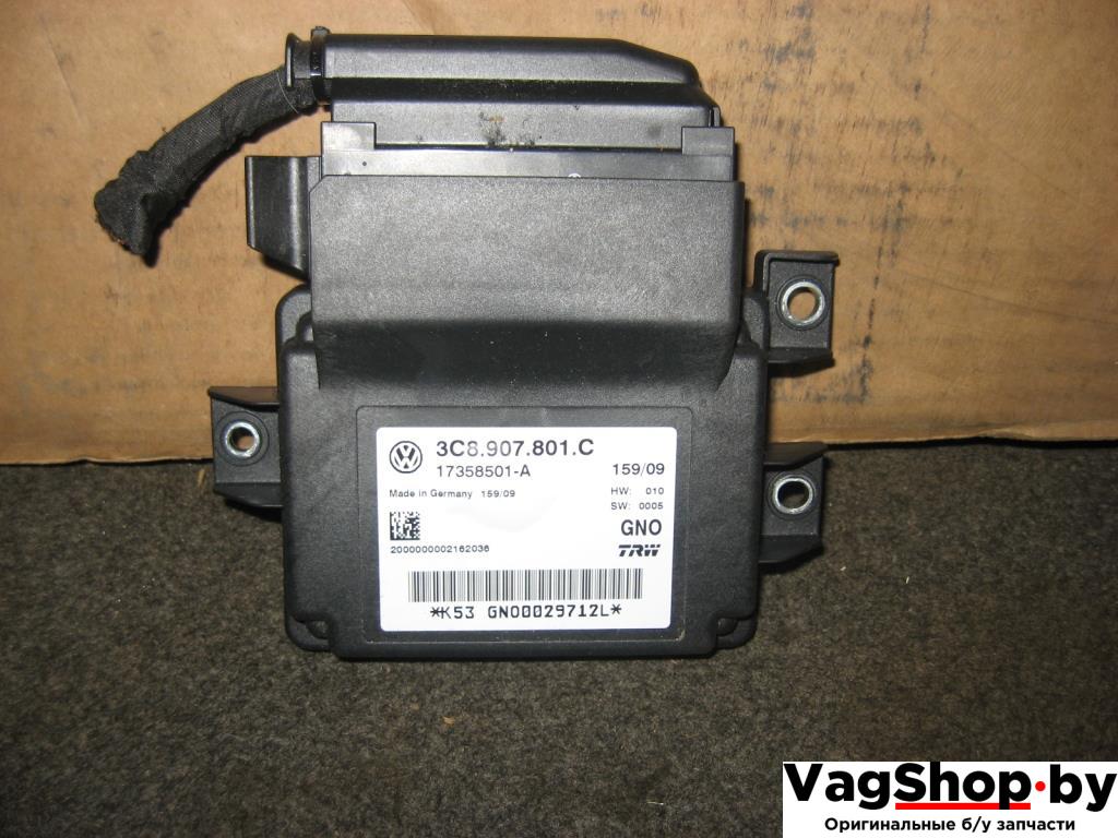 блок управления ручником Volkswagen Passat B6 2010, 1.4 л., TSI, бензин, газ, АКПП, белый, универсал, передний привод, 3C8907801C - фото №1