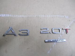 эмблема Audi A3 8P/8PA [рестайлинг] 2006, 2.0 л., TFSI, AXX, бензин, МКПП, голубой, хетчбэк 5 дв., полный привод