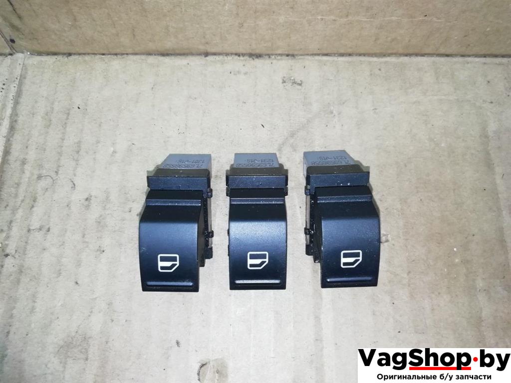 кнопка стеклоподъемника Volkswagen Passat B7 2011, 2.0 л., TDi, CFF, дизель, МКПП, черный, универсал, передний привод, 7L6959855B - фото №1