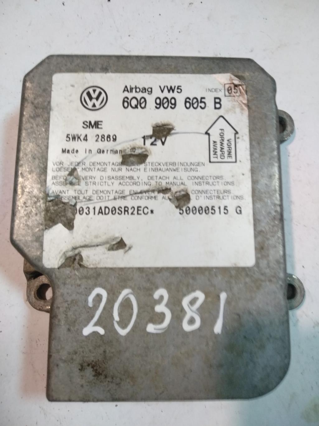 блок AirBag Volkswagen Passat B5 1998, 1.9 л., TDi, дизель, седан, 6Q0909605B, . - фото №1