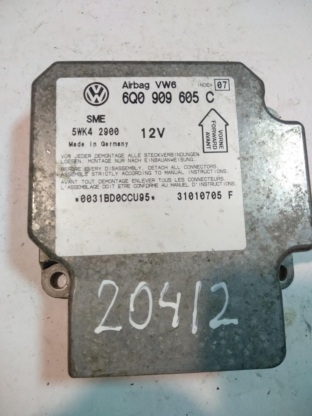 блок AirBag Volkswagen Passat B5 1998, 1.9 л., TDi, дизель, седан, 6Q0909605C, . - фото №1