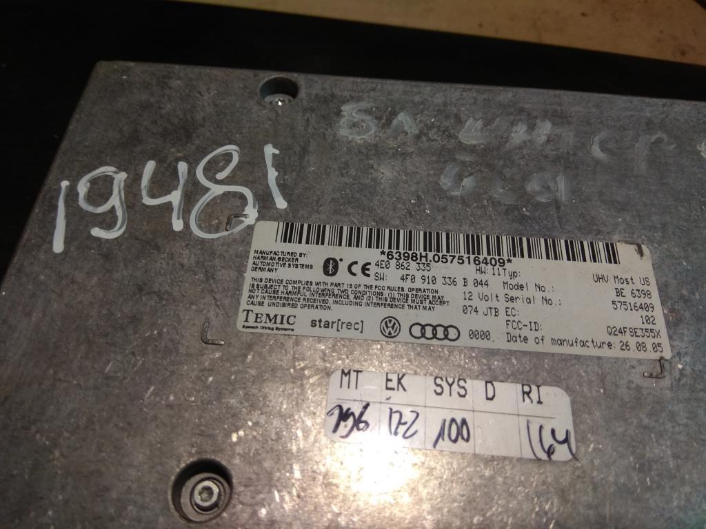 блок Bluetooth Audi A6 4F/C6 2006, 3.2 л., бензин, седан, 4F0910336B, 4E0862335, 4F0910336G, 4F0910336H, 4F0910336HX, . - фото №1