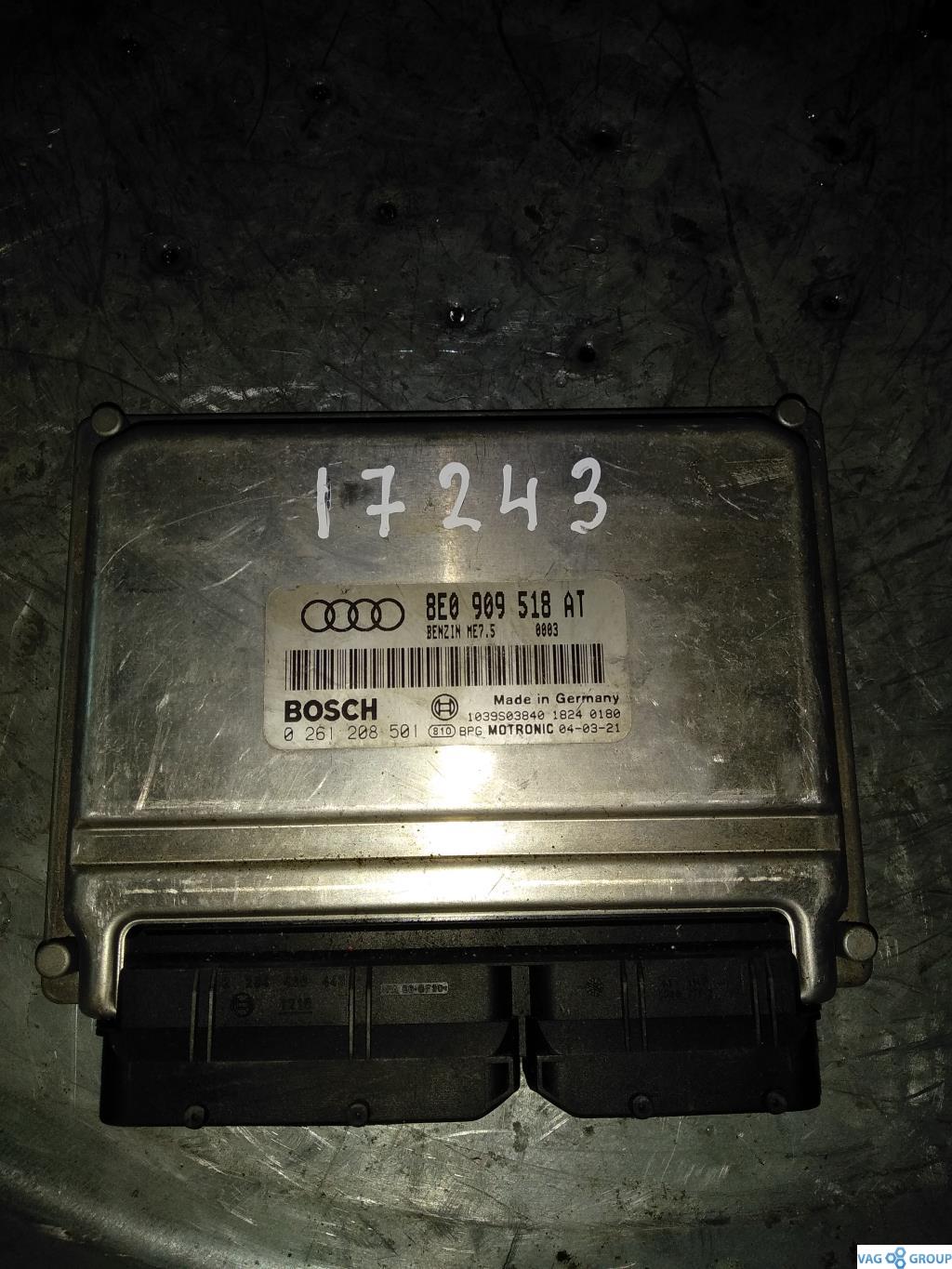 блок управления двигателем Audi A4 B6 2003, 1.8 л., бензин, седан, 8E0909518AT, BEX, 8E0909528MX - фото №1